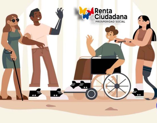 fondo de la imagen con personas en condición de discapacidad y los logotipos de Renta Ciudadana y Wintor ABC