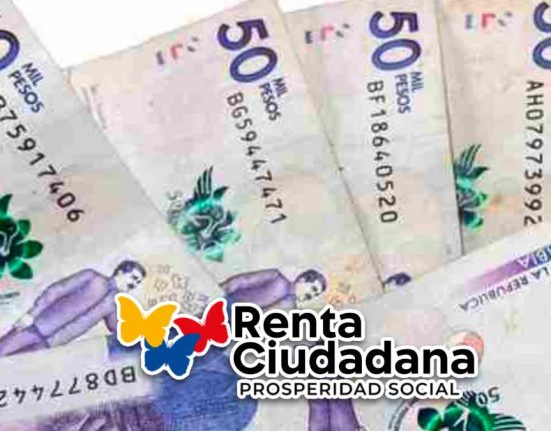 imagen de billetes denominación en pesos colombianos y el logo de renta ciudadana