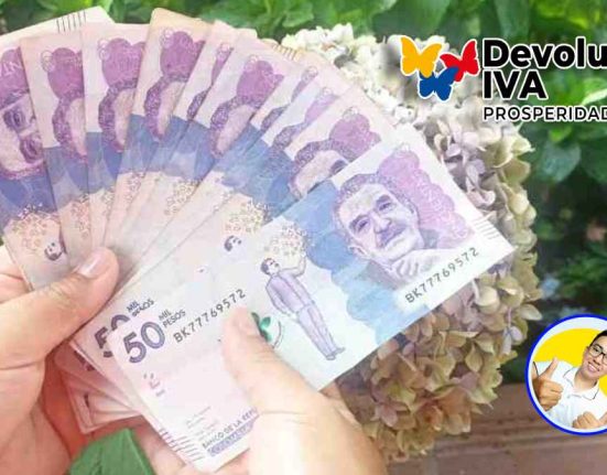 la imagen contiene el logo de Compensación o Devolución del IVA, la foto que muestra las manos sosteniendo billetes de cincuenta mil pesos colombianos y el logo de Wintor ABC