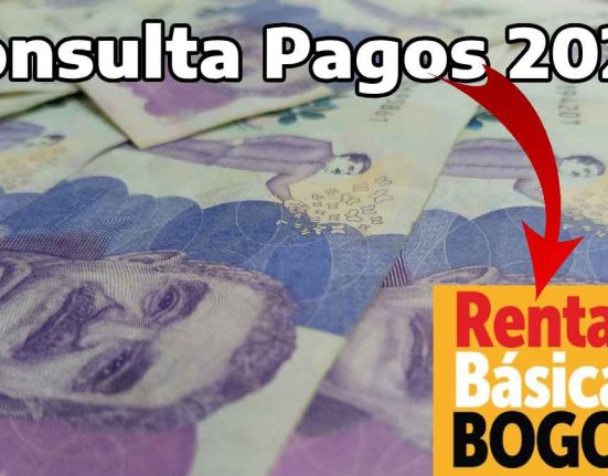 Contiene pesos Colombianos y el logo de La renta básica Bogotá ( IMG ) y las palabras Consulta pagos de Ingreso Mínimo Garantizado en febrero 2024 Consulta Listado Marzo 2024