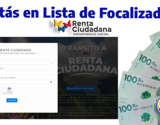 Imagen con capture de la página oficial formulario de consulta, billetes de cien mil pesos colombianos y el logo de Wintor ABC.