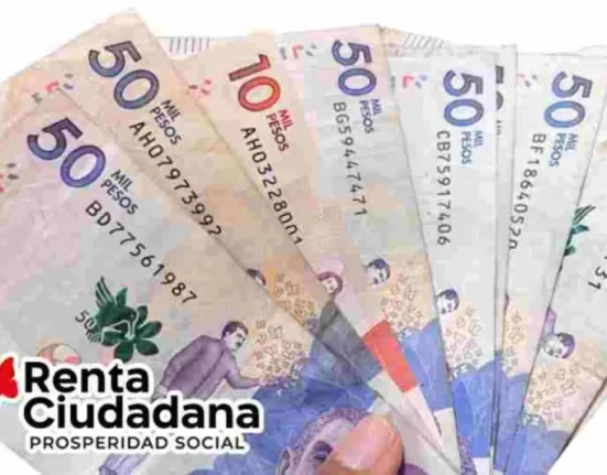imagen de billetes denominación en pesos colombianos y el logo de renta ciudadana