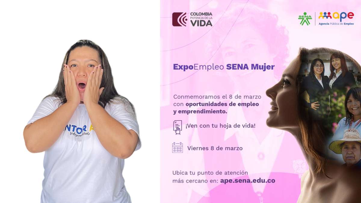 foto de Jully Torres con cara de asombro, imagen con información sobre la expoempleo de SENA Mujer