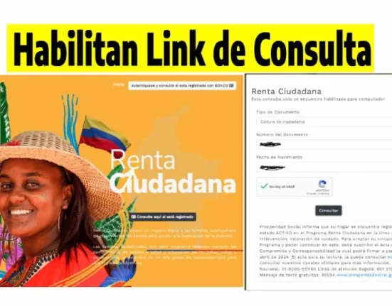 Imagen con el capture de la página de Renta Ciudadana y formulario de consulta beneficiarios.