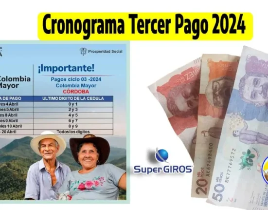 Imagen de cronograma oficial del programa y dinero colombiano.