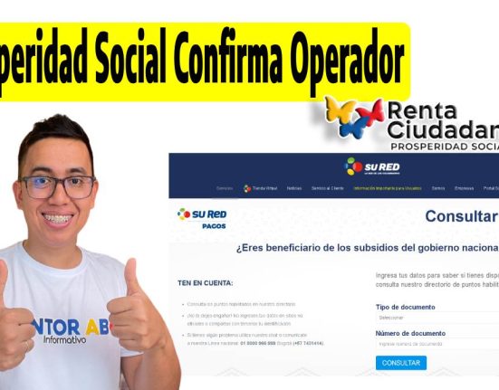Prosperidad Social Confirma Operador, foto de Wintor ABC, logos de renta ciudadana y SURED, formulario de consulta.