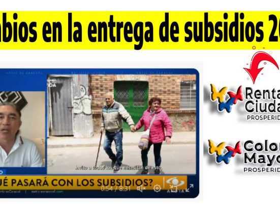 Cambios en la entrega de subsidios 2024, foto de señores mayores y logos de Colombia Mayor, Renta Ciudadana.