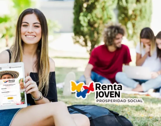 Imagen de jovenes universitarios y una chica con Tablet en la mano mostrando el índex de consulta de Renta Joven