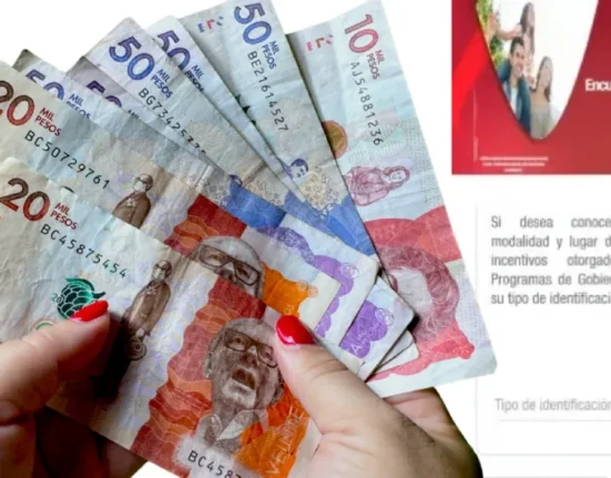 Contiene pesos colombianos, mano de mujer y pagina de consulta de daviplata