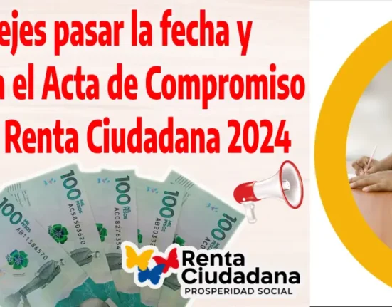 Imagen con el siguiente titulo: No dejes pasar la fecha y firma el Acta de Compromiso de la Renta Ciudadana 2024 y una mujer firmando un documento