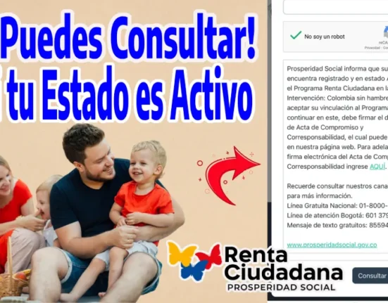 Imagen de familia y capture de la consulta de beneficiario activo.